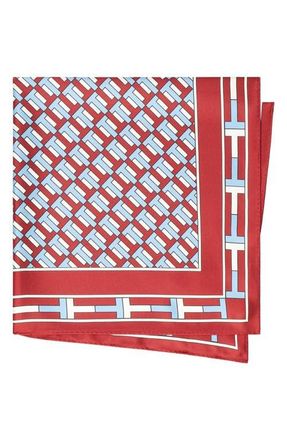Tory Burch Logo Print Silk Neckerchief in Red /Blue at Nordstrom