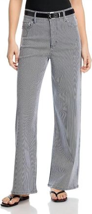 Frame Denim Le Slim Palazzo Jeans In Navy Stripe