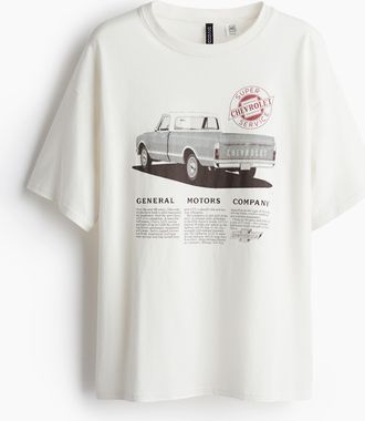 H&M Oversized T-Shirt mit Print - White