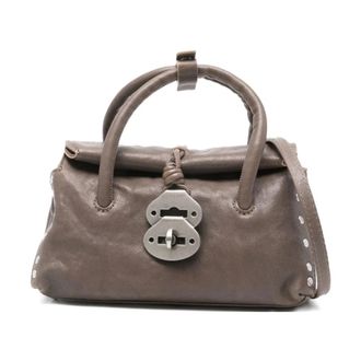 Zanellato Tassen, Dames, Grijs, ONE Size, Leer, Leren Tas met Handvat en Kenmerkend Slot