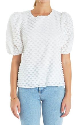 English Factory Textured Puff Sleeve Top in White at Nordstrom, Size X-Small
