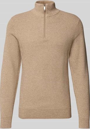 Selected Regular Fit Troyer aus Bio-Baumwolle Modell ROSS in Sand Melange, Größe XXL