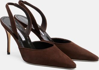 Manolo Blahnik Borelapla suede slingback pumps