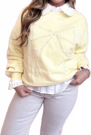 Peach Love California Bow Sweatshirt In Butter Yellow