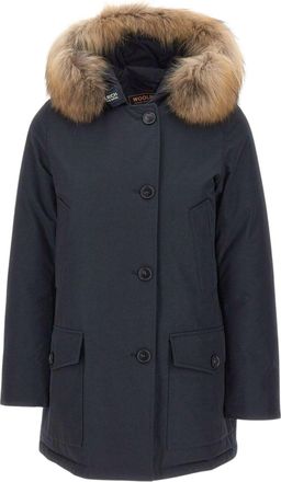 Woolrich Blue Arctic Coated Canvas Detachable Fur Parka