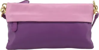 Prada Fold Over Chain Flap Soft Calf Purple Leather Handbag (Pre-Owned)