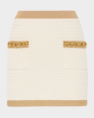 Milly Reggie Sequin-Embellished Woven Mini Skirt