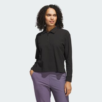 adidas adidas Performance Womens Beyond Long Sleeve Loose Polo Shirt - Black - Size X-Large