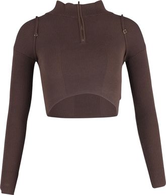 Jacquemus Pre-owned Womens La Maille Bormio Cropped Sweater in Brown Wool - Size 2XS