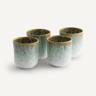 AM.PM Set van 4 kopjes in ge&euml;mailleerd aardewerk, Fara