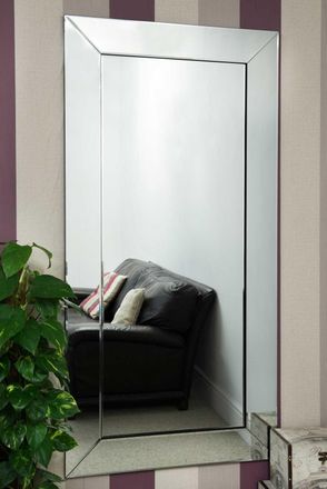 MirrorOutlet Horsley All Glass Modern Full Length Mirror 174 x 84 CM in Silver | Size: 1 Pack