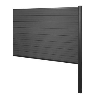 Hhg Hhg - Wpc Pantalla De Privacidad Sarthe, Valla Cortavientos, Postes De Aluminio Para Fijar En Hormig&oacute;n, Elemento De Extensi&oacute;n, 185cm Antracita