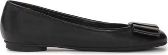 Kazar Klassieke ballerinas van volnerfleer versierd met een strik - Dames - Ballerinas - Zwart - 39 EU - Leer - Schoenen