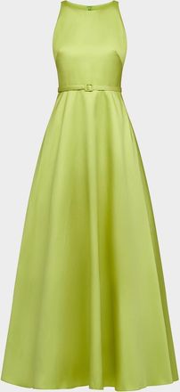Theia Minta Sleeveless Mikado Halter Gown