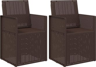 vidaXL Sillas De Comedor De Jard&iacute;n 2 Uds. Marr&oacute;n Pp Vidaxl