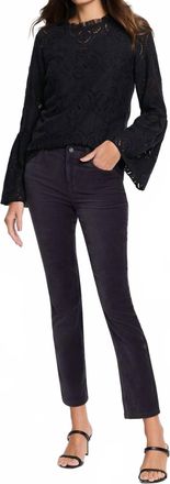 Nic+Zoe Velvet Straight Ankle Pant In Charcoal