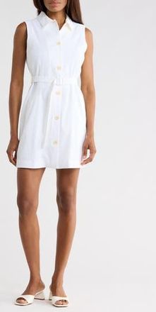 Theory Sleeveless Belted Linen Blend Shirtdress in White at Nordstrom Rack, Size 00