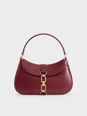 Charles & Keith Agatha Chain-Accent Hobo Bag
