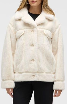 NVLT Western Faux Fur Jacket in Bone at Nordstrom Rack, Size X-Large