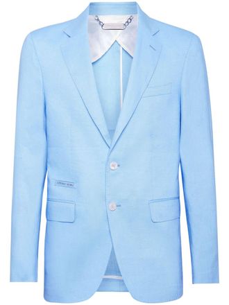 Philipp Plein single-breasted linen blazer - Blue