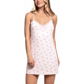 In Bloom by Jonquil Sevilla Lace Trim Print Chemise in Quartz Pink at Nordstrom, Size X-Small