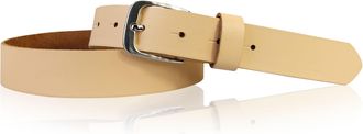 Fronhofer Leather Belt with Silver Buckle 1.2 inches, Size:waist size 33.5 inch (85 cm), Color:Peach