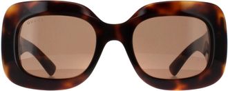 Gucci Vierkant Dames Havana met Zilver Bruin GG1695S