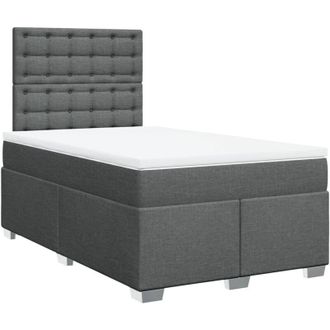 vidaXL Cama Box Spring Con Colch&oacute;n Tela Gris Oscuro 120x200 Cm Vidaxl