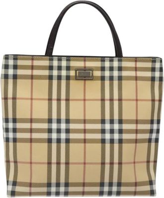 Burberry Pre-owned Tote Bags, female, Beige, Size: ONE SIZE Pre-owned Vintage Haymarket Check Tote Bag