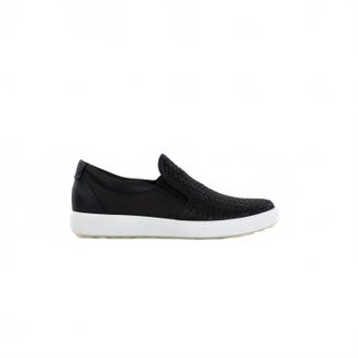 Ecco Womens Soft 7 Woven Slip On 2.0 Shoe In Black