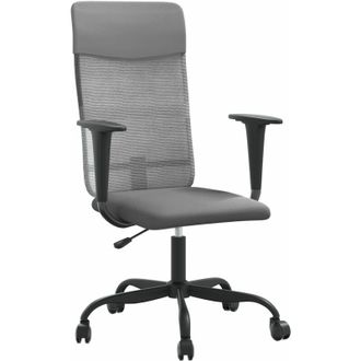 vidaXL Office Chair Height Adjustable Grey Mesh Fabric and Faux Leather vidaXL