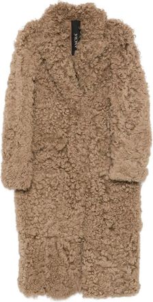 BLANCHA shearling single-breasted coat - Neutrals