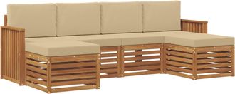 vidaXL Conjunto De Sof&aacute;s De Exterior 6 Uds. Natural Y Beige Vidaxl