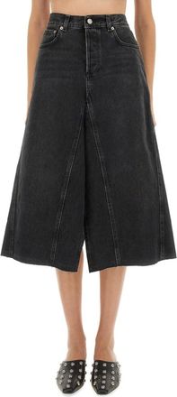 Haikure Black Solid Midi Skirt