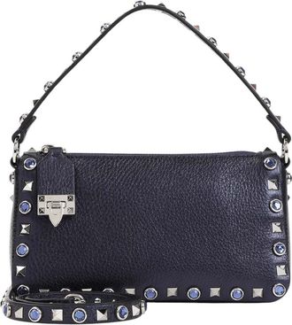 Valentino Garavani Navy Blue Rockstud Small Shoulder Bag