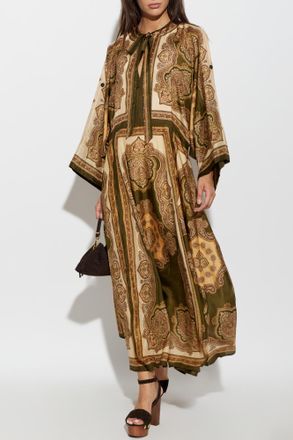 Zimmermann Silk Dress With Wide Sleeves, Womens, Multicolour