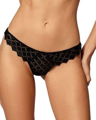 Kiki De Montparnasse Lamine Embroidery Thong in Black at Nordstrom, Size X-Small