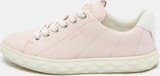 Jimmy Choo London Light Pink Leather Diamond Low Top Sneakers