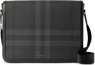 Burberry check-pattern messenger bag - men - Thermoplastic Polyurethane (TPU)/Cotton/Polyester - One Size - Black