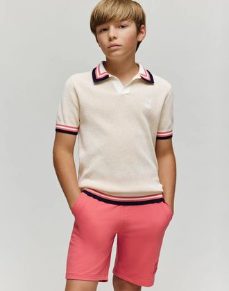 Psycho Bunny Kids Carter Knit Polo Shirt 031 WHITE CAP GREY / 10/12