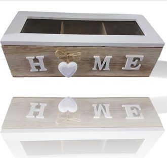 Trade Shop Trade Shop - Porta Oggetti Mini Vetrinetta 3 Scomparti Legno Country Chic Arredamento