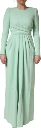 Dolce & Gabbana Green Viscose Long Sleeves Long Gown Womens Dress