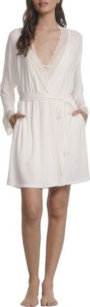 Eberjey Lara Lace Trim Robe in Ivory at Nordstrom, Size X-Small