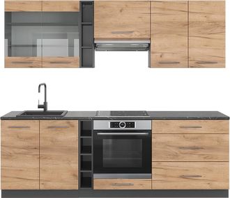 Vicco Mueble De Cocina Fame-line, Oro Power Roble/antracita, 235 Cm Sin Encimera