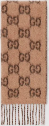 Gucci GG Alpaca Wool Scarf, Brown, Wool