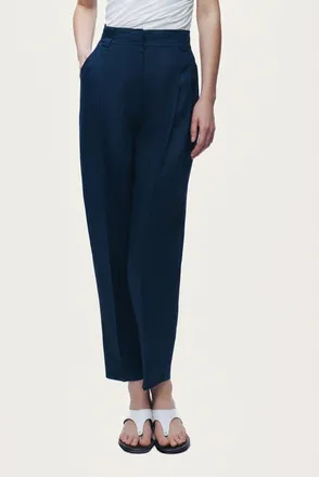 Nocturne Pleat Front Tapered Trousers in Navy at Nordstrom, Size X-Small