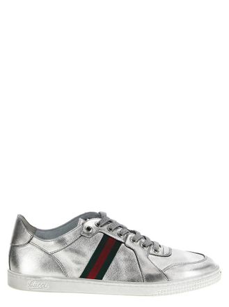 Gucci Silver Lace Up Sneakers