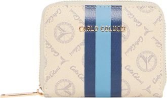 Carlo Colucci Accessoires, Dames, Beige, ONE Size, Klein Portemonnee met Contrasterende Strepen