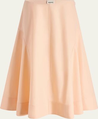 Khaite Artin Paneled Cotton Midi Skirt
