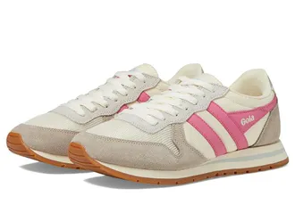 Gola Daytona Womens Shoes Off-White/Feather Grey/Fluro Pink : 8 B - Medium, Textile/Suede/Leather